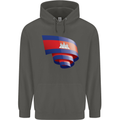 Curled Cambodia Flag Cambodian Day Football Childrens Kids Hoodie Storm Grey