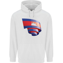 Curled Cambodia Flag Cambodian Day Football Childrens Kids Hoodie White