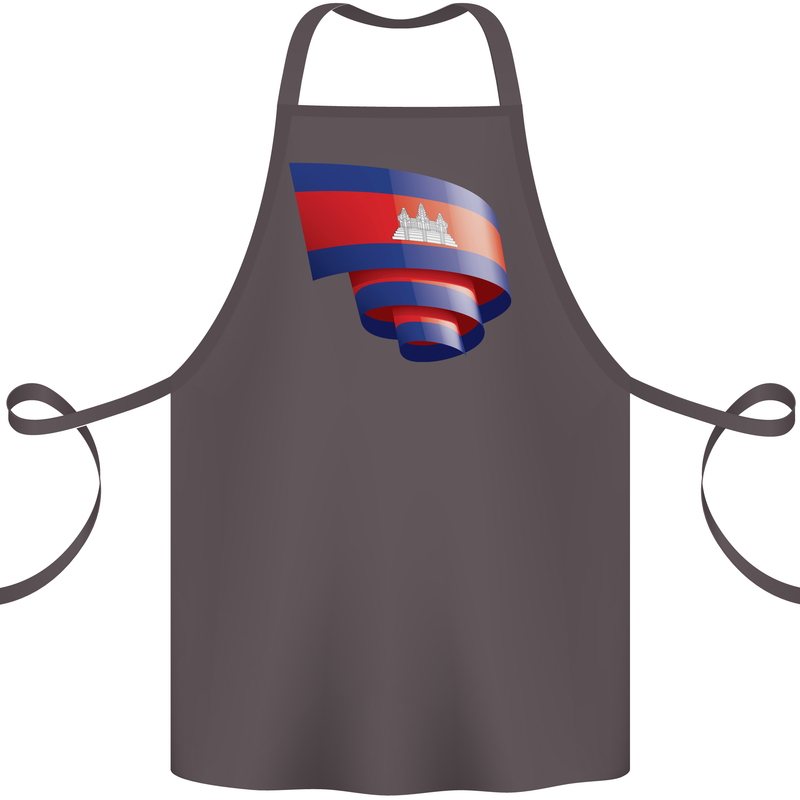 Curled Cambodia Flag Cambodian Day Football Cotton Apron 100% Organic Dark Grey