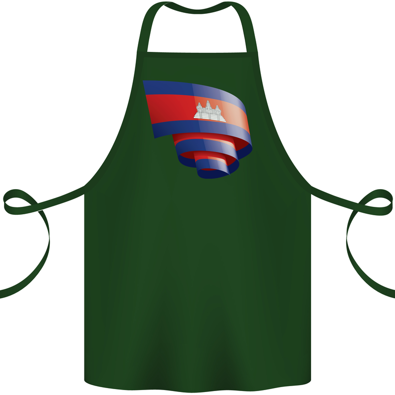 Curled Cambodia Flag Cambodian Day Football Cotton Apron 100% Organic Forest Green