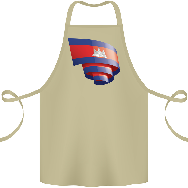 Curled Cambodia Flag Cambodian Day Football Cotton Apron 100% Organic Khaki