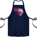 Curled Cambodia Flag Cambodian Day Football Cotton Apron 100% Organic Navy Blue