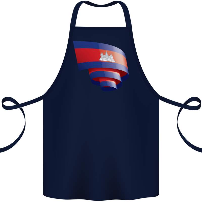 Curled Cambodia Flag Cambodian Day Football Cotton Apron 100% Organic Navy Blue