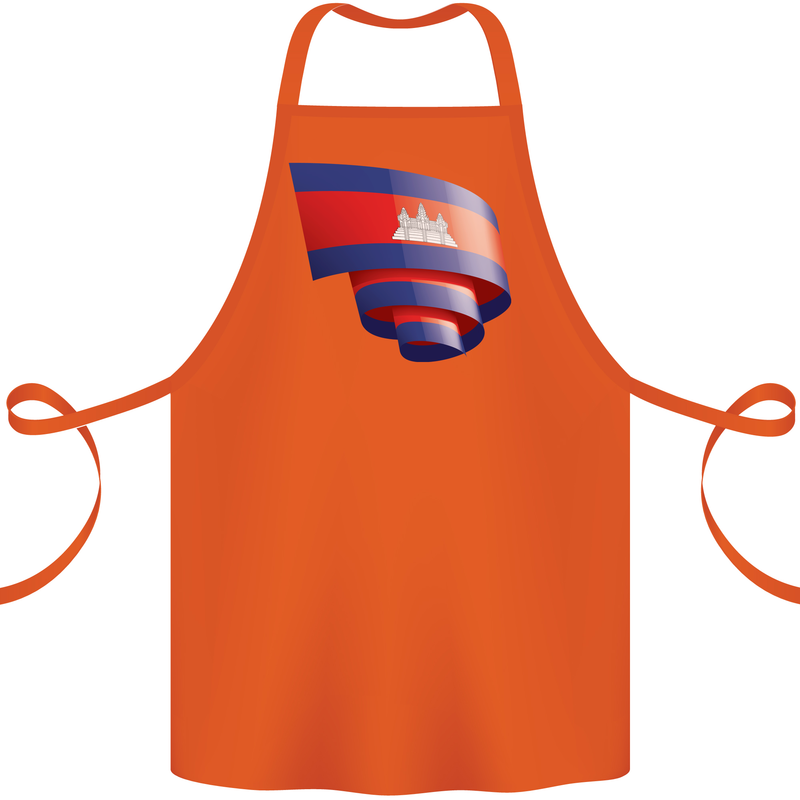 Curled Cambodia Flag Cambodian Day Football Cotton Apron 100% Organic Orange