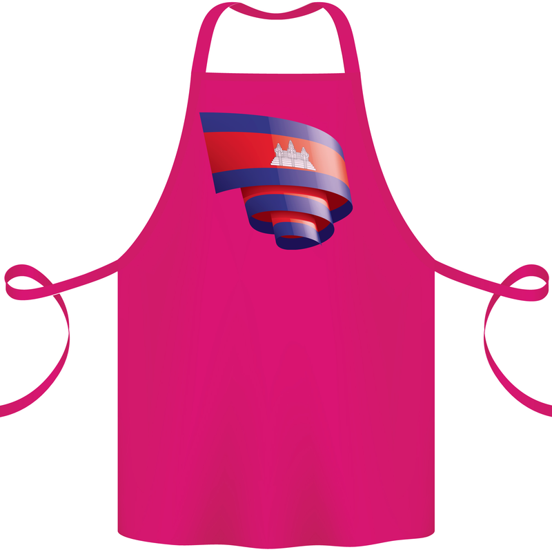 Curled Cambodia Flag Cambodian Day Football Cotton Apron 100% Organic Pink