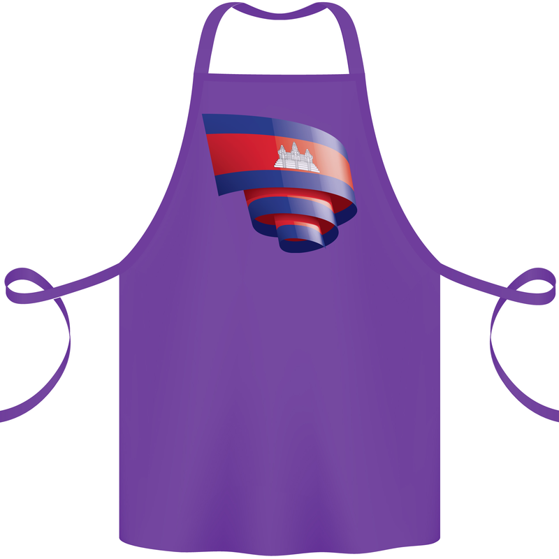 Curled Cambodia Flag Cambodian Day Football Cotton Apron 100% Organic Purple