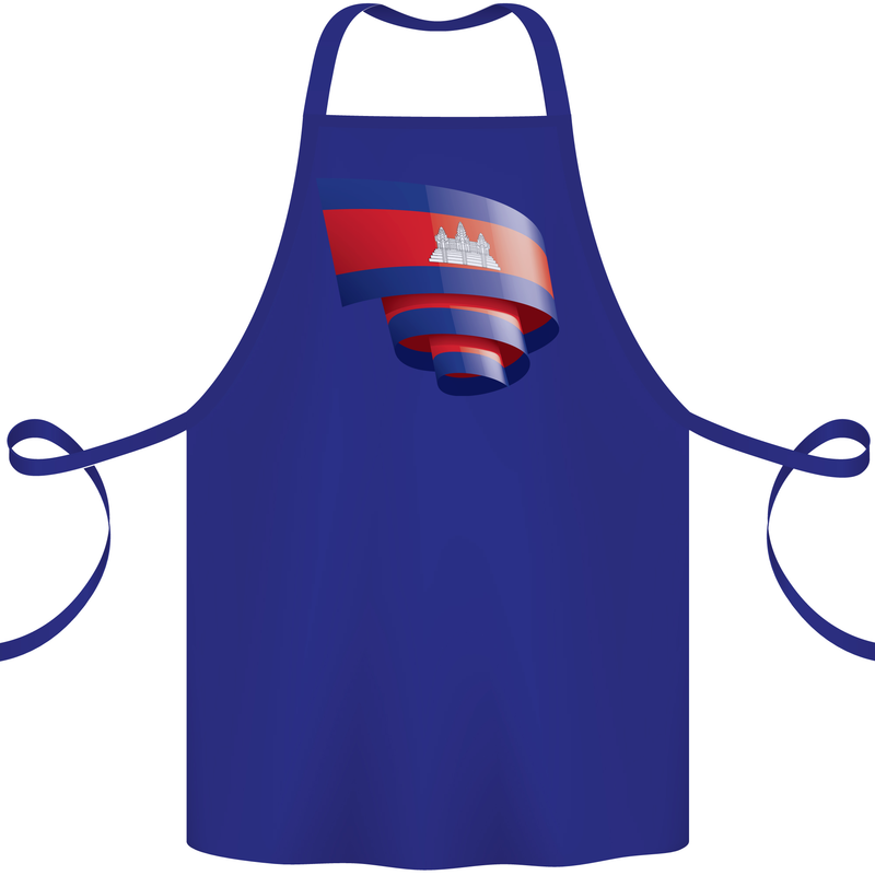 Curled Cambodia Flag Cambodian Day Football Cotton Apron 100% Organic Royal Blue