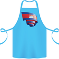 Curled Cambodia Flag Cambodian Day Football Cotton Apron 100% Organic Turquoise