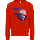 Curled Cambodia Flag Cambodian Day Football Kids Sweatshirt Jumper Bright Red