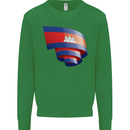 Curled Cambodia Flag Cambodian Day Football Kids Sweatshirt Jumper Irish Green