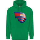 Curled Cambodia Flag Cambodian Day Football Mens 80% Cotton Hoodie Irish Green