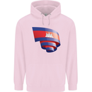 Curled Cambodia Flag Cambodian Day Football Mens 80% Cotton Hoodie Light Pink
