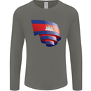 Curled Cambodia Flag Cambodian Day Football Mens Long Sleeve T-Shirt Charcoal
