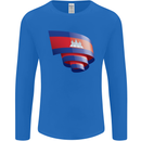Curled Cambodia Flag Cambodian Day Football Mens Long Sleeve T-Shirt Royal Blue