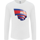 Curled Cambodia Flag Cambodian Day Football Mens Long Sleeve T-Shirt White