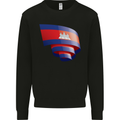 Curled Cambodia Flag Cambodian Day Football Mens Sweatshirt Jumper Black