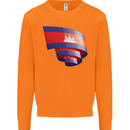 Curled Cambodia Flag Cambodian Day Football Mens Sweatshirt Jumper Orange