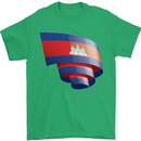 Curled Cambodia Flag Cambodian Day Football Mens T-Shirt 100% Cotton Irish Green