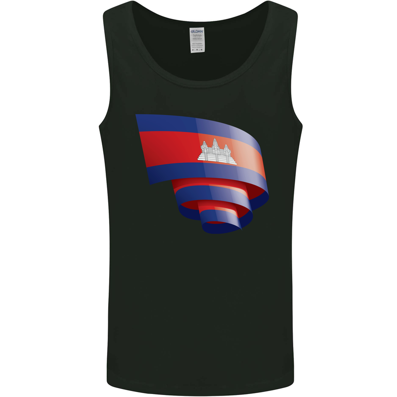 Curled Cambodia Flag Cambodian Day Football Mens Vest Tank Top Black