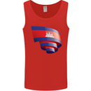Curled Cambodia Flag Cambodian Day Football Mens Vest Tank Top Red