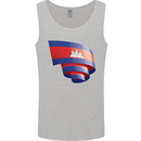 Curled Cambodia Flag Cambodian Day Football Mens Vest Tank Top Sports Grey