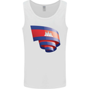 Curled Cambodia Flag Cambodian Day Football Mens Vest Tank Top White
