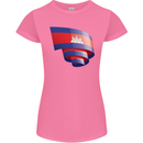 Curled Cambodia Flag Cambodian Day Football Womens Petite Cut T-Shirt Azalea