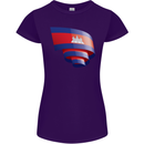 Curled Cambodia Flag Cambodian Day Football Womens Petite Cut T-Shirt Purple