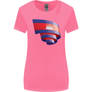 Curled Cambodia Flag Cambodian Day Football Womens Wider Cut T-Shirt Azalea