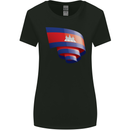 Curled Cambodia Flag Cambodian Day Football Womens Wider Cut T-Shirt Black