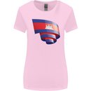 Curled Cambodia Flag Cambodian Day Football Womens Wider Cut T-Shirt Light Pink