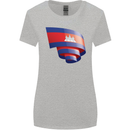 Curled Cambodia Flag Cambodian Day Football Womens Wider Cut T-Shirt Sports Grey