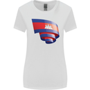 Curled Cambodia Flag Cambodian Day Football Womens Wider Cut T-Shirt White