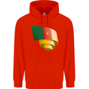 Curled Cameroon Flag Cameroonian Day Football Childrens Kids Hoodie Bright Red