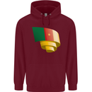 Curled Cameroon Flag Cameroonian Day Football Childrens Kids Hoodie Maroon