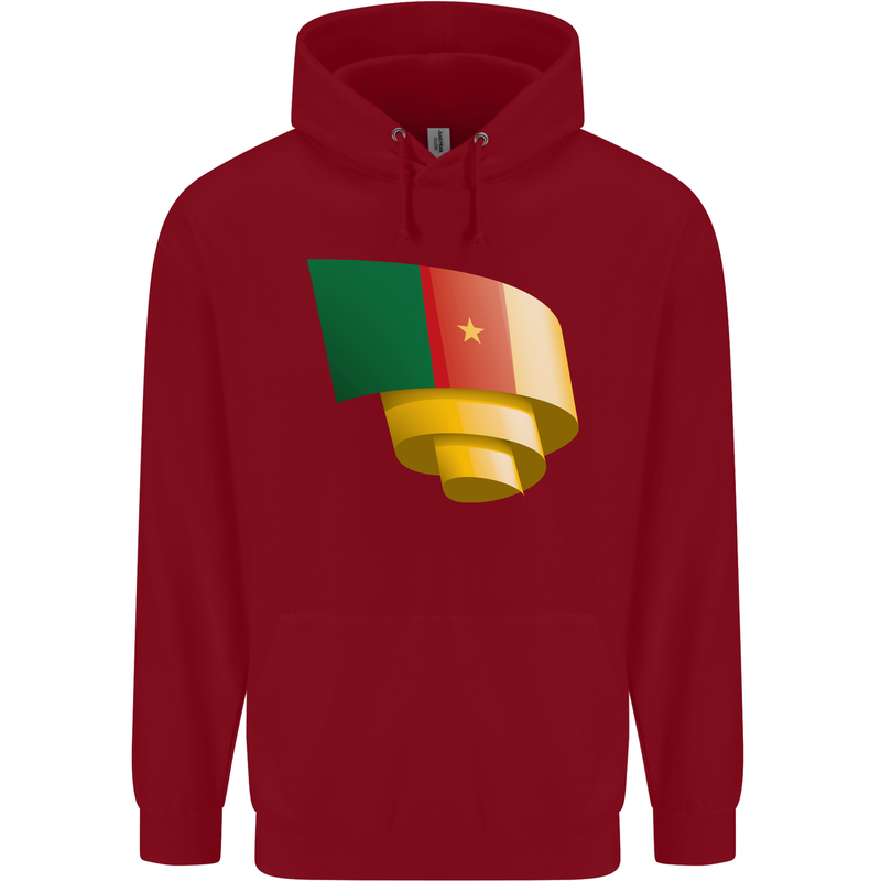 Curled Cameroon Flag Cameroonian Day Football Childrens Kids Hoodie Red