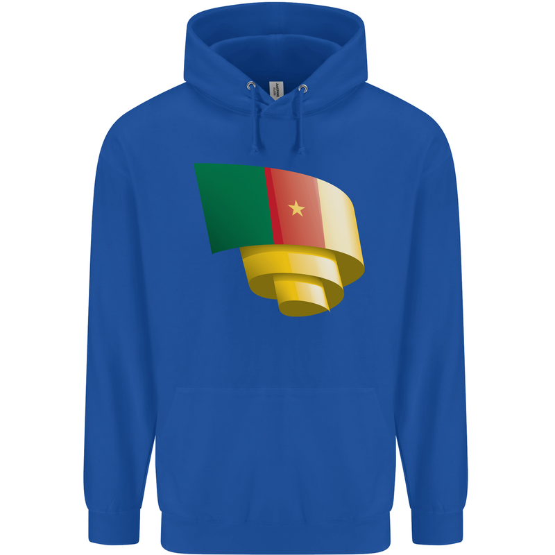 Curled Cameroon Flag Cameroonian Day Football Childrens Kids Hoodie Royal Blue