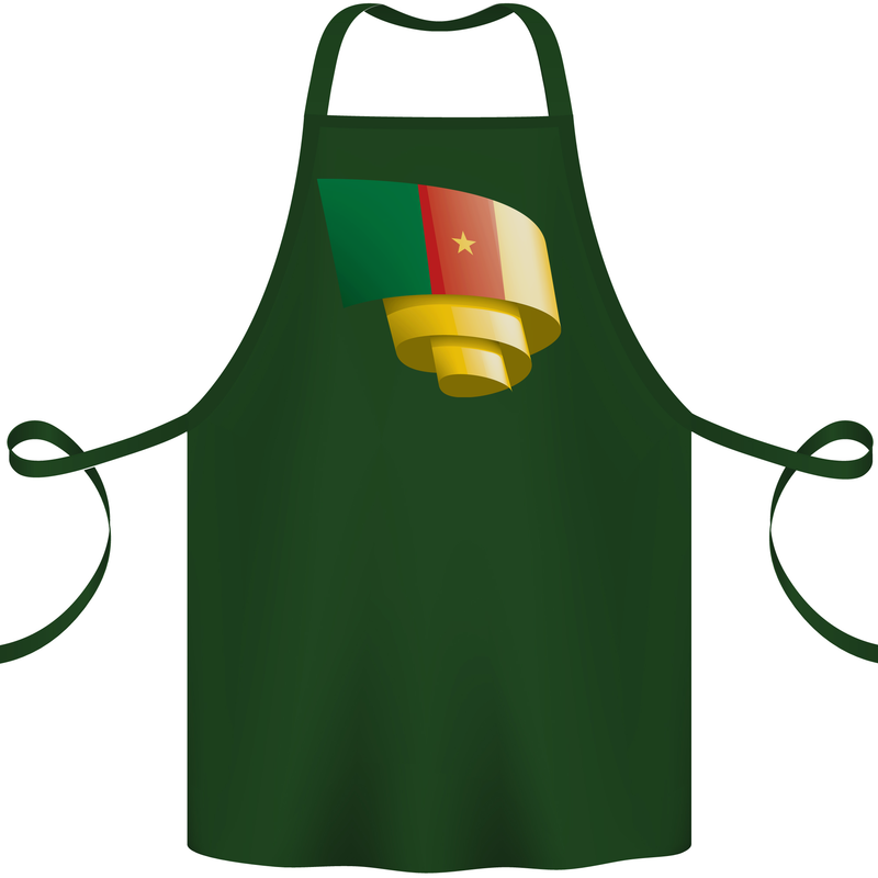Curled Cameroon Flag Cameroonian Day Football Cotton Apron 100% Organic Forest Green