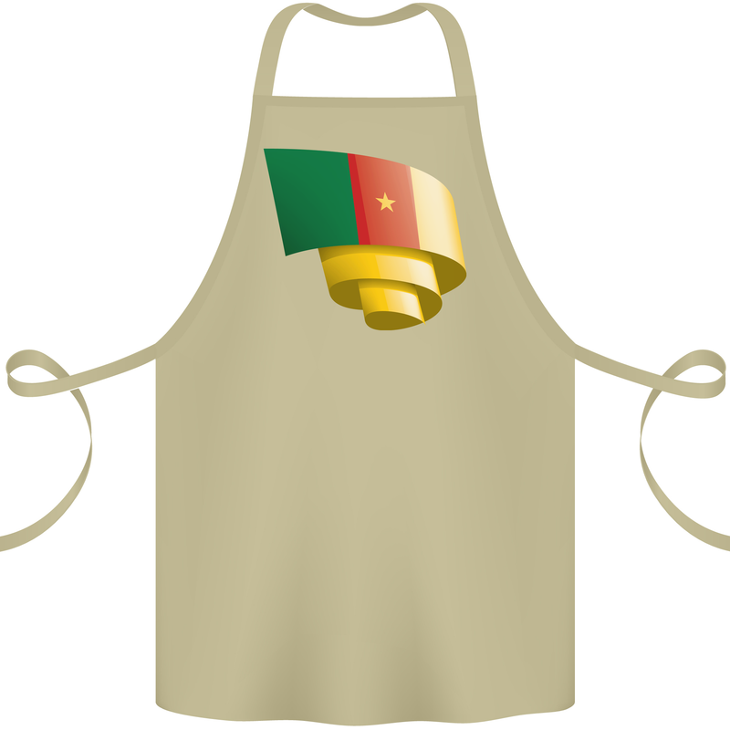 Curled Cameroon Flag Cameroonian Day Football Cotton Apron 100% Organic Khaki