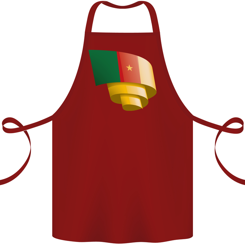 Curled Cameroon Flag Cameroonian Day Football Cotton Apron 100% Organic Maroon