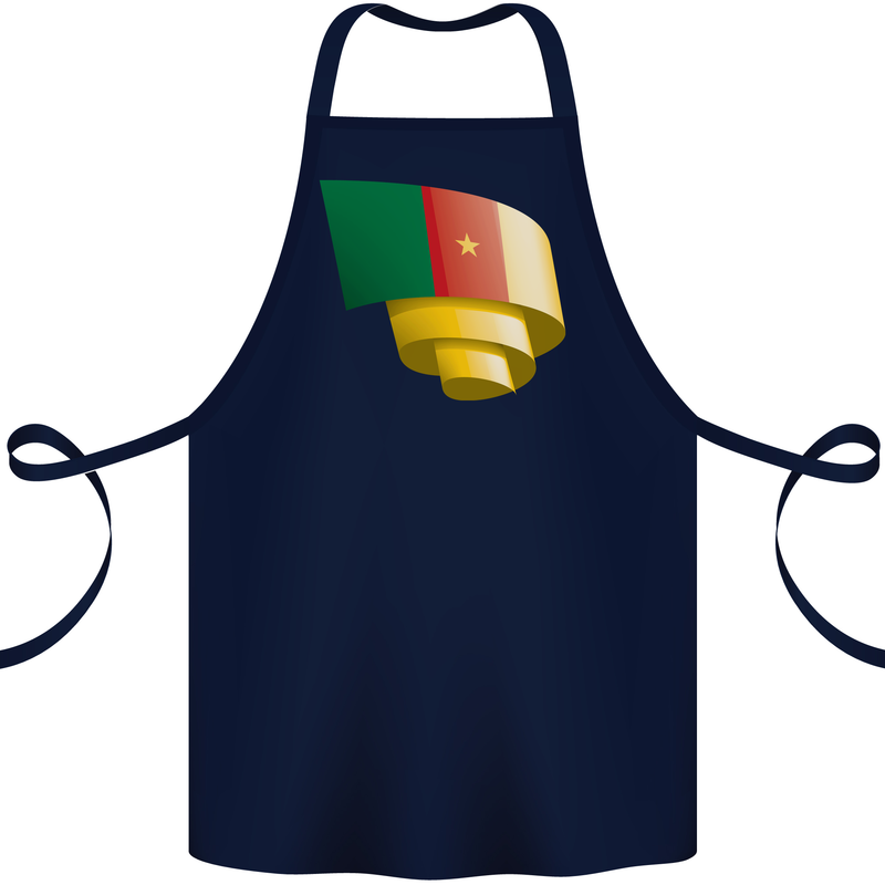 Curled Cameroon Flag Cameroonian Day Football Cotton Apron 100% Organic Navy Blue
