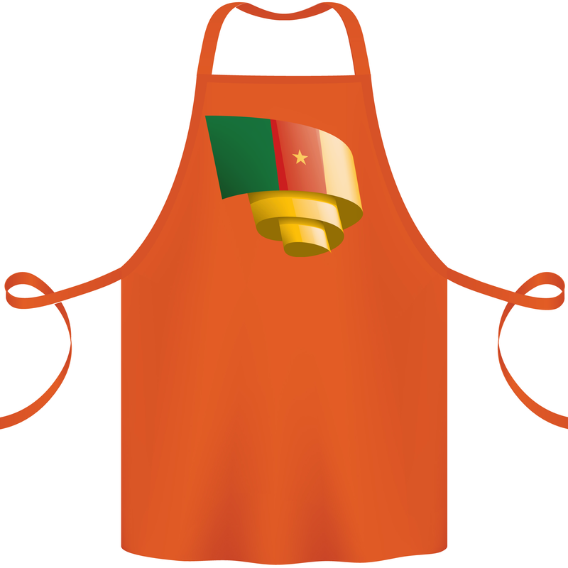 Curled Cameroon Flag Cameroonian Day Football Cotton Apron 100% Organic Orange