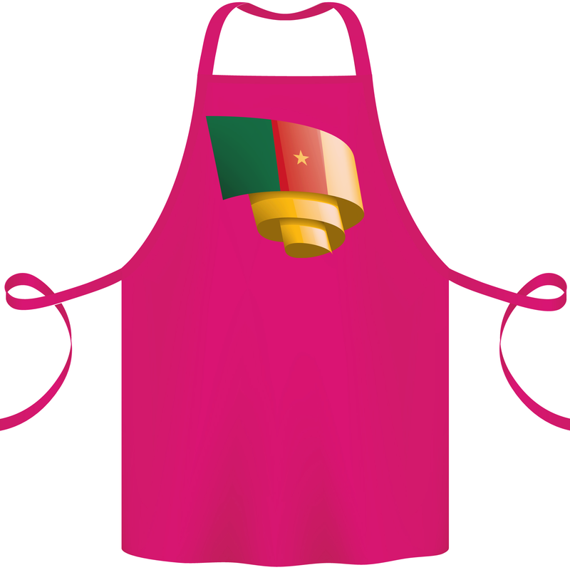 Curled Cameroon Flag Cameroonian Day Football Cotton Apron 100% Organic Pink