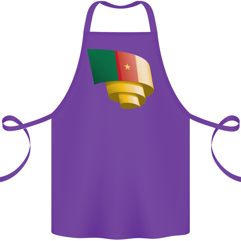 Curled Cameroon Flag Cameroonian Day Football Cotton Apron 100% Organic Purple