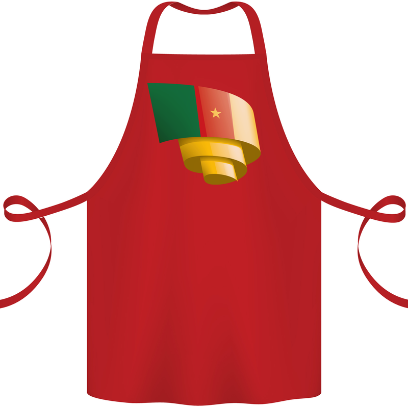 Curled Cameroon Flag Cameroonian Day Football Cotton Apron 100% Organic Red
