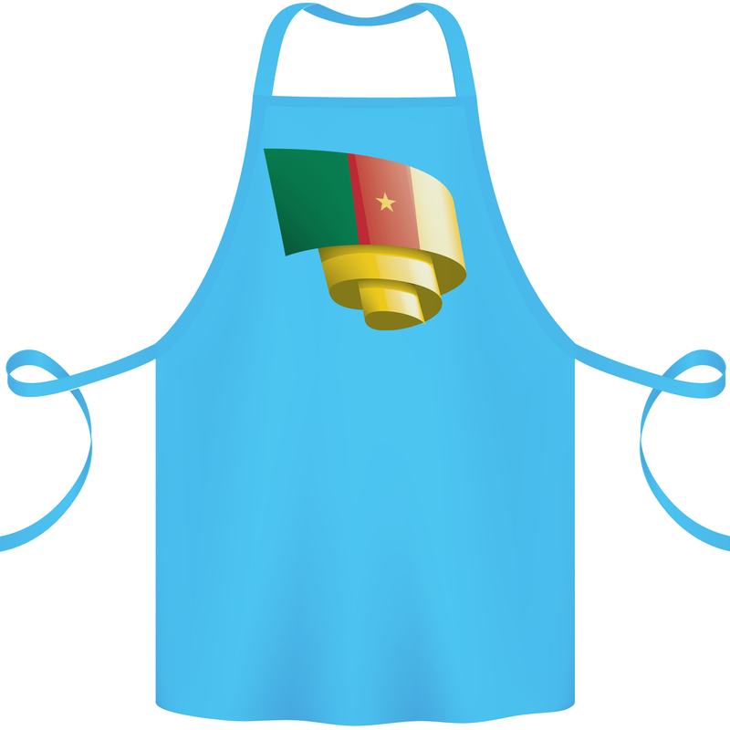 Curled Cameroon Flag Cameroonian Day Football Cotton Apron 100% Organic Turquoise