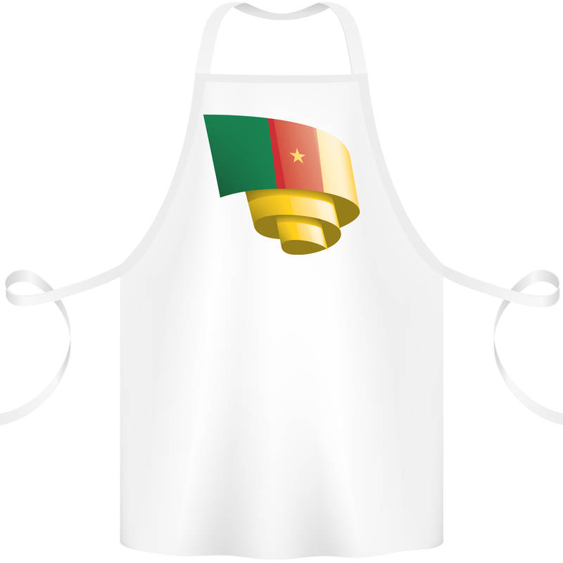 Curled Cameroon Flag Cameroonian Day Football Cotton Apron 100% Organic White
