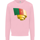 Curled Cameroon Flag Cameroonian Day Football Kids Sweatshirt Jumper Light Pink