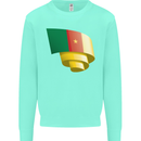 Curled Cameroon Flag Cameroonian Day Football Kids Sweatshirt Jumper Peppermint