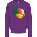 Curled Cameroon Flag Cameroonian Day Football Kids Sweatshirt Jumper Purple